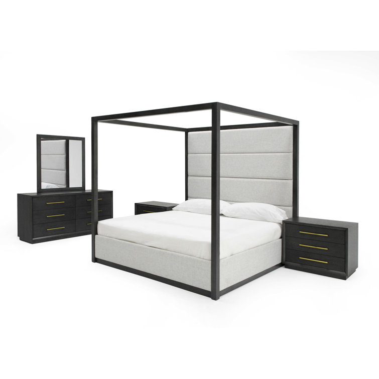 Langley Tufted Canopy Bed & Reviews Birch Lane